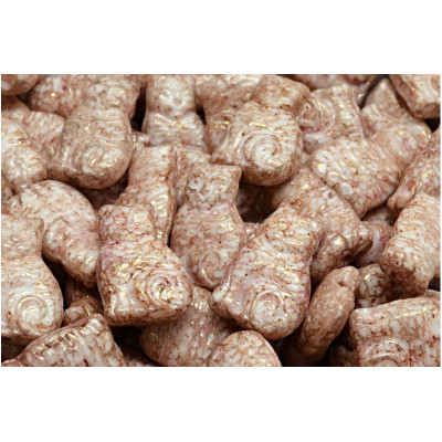 Cat Beads N. 3534 WHITE ALABASTER TERRACOTTA RED