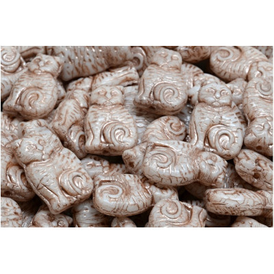 Cat Beads N. 3539 WHITE ALABASTER/Antique Copper