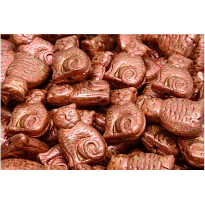 Cat Beads N. 3541 OPAQUE SALMON SPOTTED/BROWN DECOR