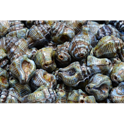 Murex Shell Beads 15x12mm Green Brown 02010-65325-54317 | Rutkovsky