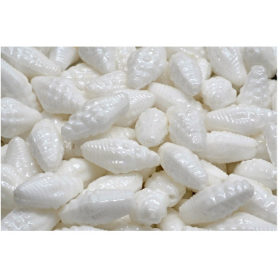 Miter Shell Beads 16x8mm White Alabaster Luster 02010-14400