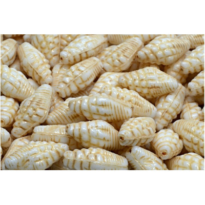 Miter Shell Beads 16x8mm Beige Picasso 02010-54311 | Glass Beads