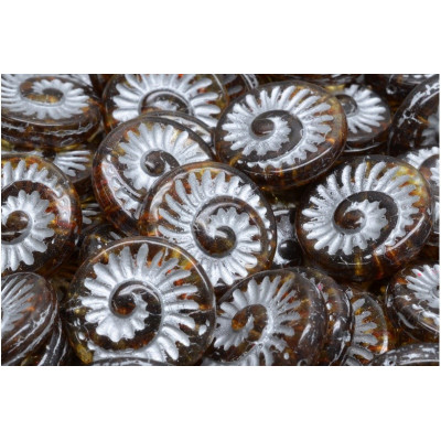 Fossil Shell Beads 18x18mm Crystal Travertine Grey 00030-86800-54301