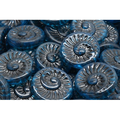 Fossil Shell Beads 18x18mm Dark Aquamarine 60030-46449 | Rutkovsky