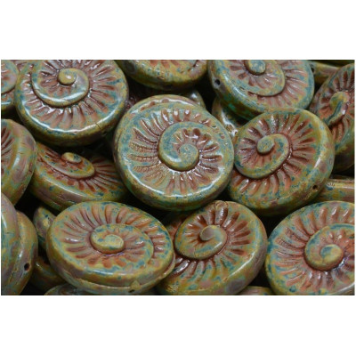 Fossil Shell Beads 18x18mm Dark Aquamarine 60030-86800 | Rutkovsky