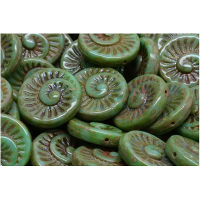 Fossil Shell Beads 18x18mm Turquoise Green Picasso 86800 | Rutkovsky