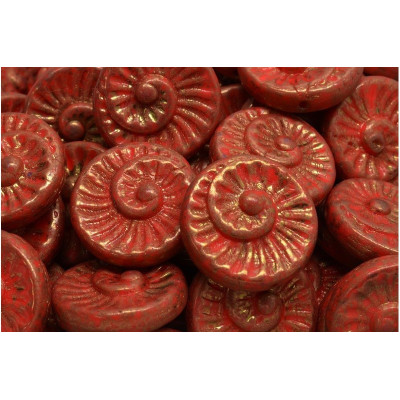 Fossil Shell Beads 18x18mm Red Terracotta 93180-15496 | Rutkovsky