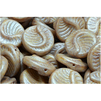 Fossil Coin Beads 19x19mm Opaque Ivory Spotted 02010-65321