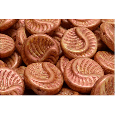 Fossil Coin Beads 19x19mm Opaque Salmon Spotted 65324 | Rutkovsky