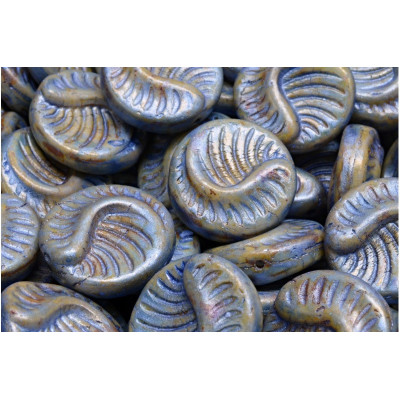 Fossil Coin Beads 19x19mm Blue Green Spotted 65325 | Rutkovsky