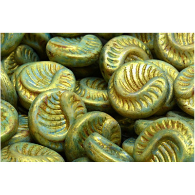 Fossil Coin Beads 19x19mm Opaque Green Spotted 02010-65326 | Rutkovsky