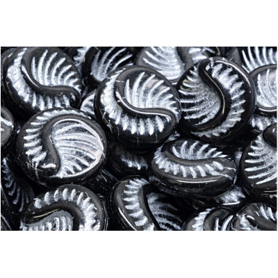 Fossil Coin Beads 19x19mm Black Silver 23980-54301 | Glass Beads