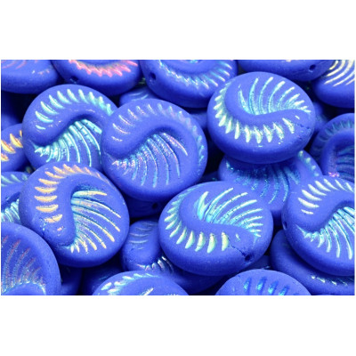Fossil Coin Beads 19x19mm Blue AB Mat 28703 | Rutkovsky Glass