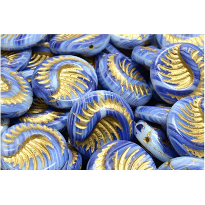 Fossil Coin Beads 19x19mm Blue Gold 36006-54302 | Rutkovsky