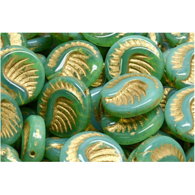 Fossil Coin Beads 19x19mm Seafoam Green Gold 54302 | Rutkovsky