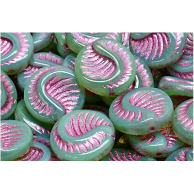 Fossil Coin Beads 19x19mm Seafoam Green Pink 51111-54321 | Rutkovsky