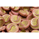 Fossil Coin Beads 19x19mm Pink Coral Gold 74020-54302 | Glass Beads