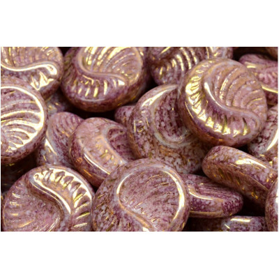 Fossil Coin Beads 19x19mm Alabaster Rose Bronze 83539-15496