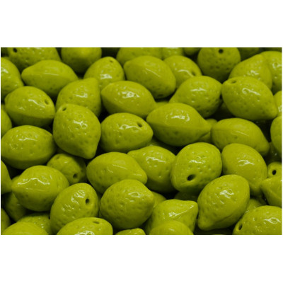 Lemon Beads 10x14mm Opaque Green Light 53400 | Czech Glass Beads