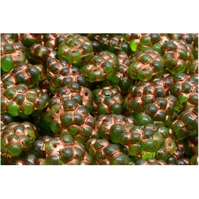 Czech Grape Beads 16x11mm Green Copper 50410-54319 | Rutkovsky