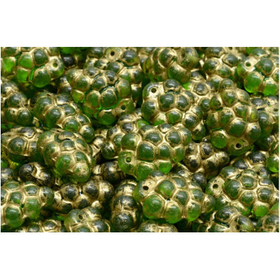 Czech Grape Beads 16x11mm Green Gold 54302 | Rutkovsky Glass