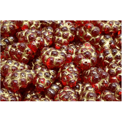 Grape Beads 16x11mm Ruby Gold 90080-54302 | Czech Glass