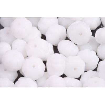 Pumpkin Beads 8x11mm White Alabaster 02010 | Rutkovsky Czech Glass