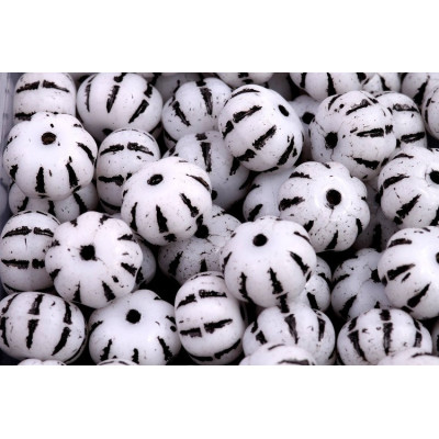 Pumpkin Beads 8x11mm White & Black 02010/46449 | Rutkovsky Glass