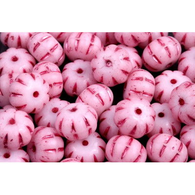 Pumpkin Beads 8x11mm White Alabaster Pink Decor 02010/54321