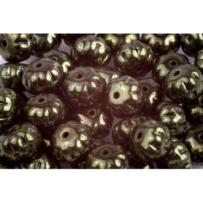 Pumpkin Beads 8x11mm Jet Gold Luster 23980/14495 | Czech Glass