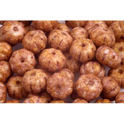 Pumpkin Beads 8x11mm White Bronze Fusion 15695 | Rutkovsky