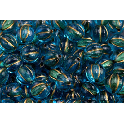 Melon Beads 8x8mm Aquamarine Gold 60020/54302 | Rutkovsky
