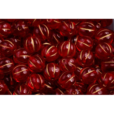 Melon Beads 8x8mm Ruby Gold 90080/54302 | Czech Glass Beads