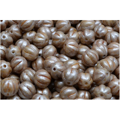 Melon Beads 8x8mm Opaque Ivory Spotted 02010-65321 | Czech Glass