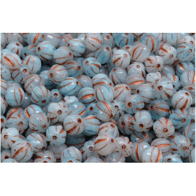Melon Beads 6x6mm Light Blue Copper R2602-54319 | Rutkovsky