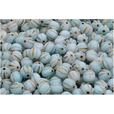 Melon Beads 6x6mm Light Blue Gold R2632-54302-84100 | Rutkovsky