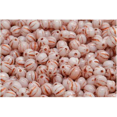 Melon Beads 6x6mm White Copper R2742-54319 | Czech Glass Beads