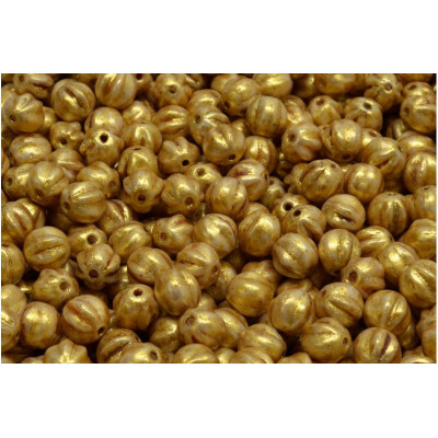 Melon Beads 6x6mm Opaque Beige Spotted 02010-65322 | Rutkovsky