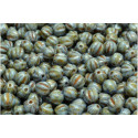 Melon Beads 6x6mm Blue/Green Spotted 02010-65325 | Czech Glass