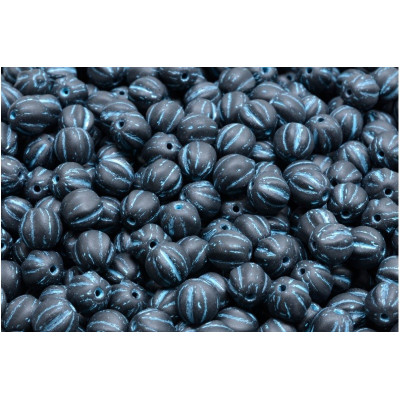 Melon Beads 6x6mm Black & Light Blue 23980-84100-54308 | Czech Glass