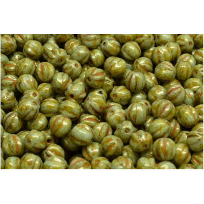 Melon Beads 6x6mm Opaque Green Spotted 02010-65326 | Rutkovsky