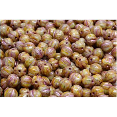 Melon Beads 6x6mm Beige Pink R2602-86800-54321 | Rutkovsky Glass