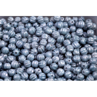 Melon Beads 4x4mm White Alabaster Blue Luster 14464 | Rutkovsky