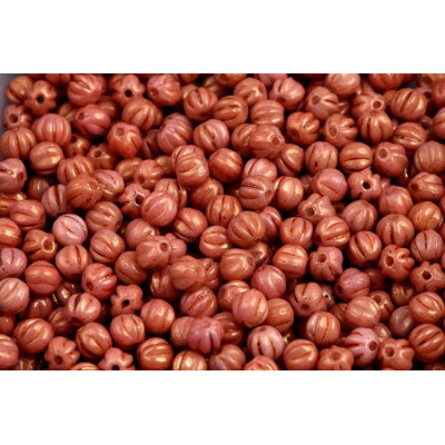 Melon Beads 4x4mm White Alabaster Gold Luster 02010/14497 | Rutkovsky