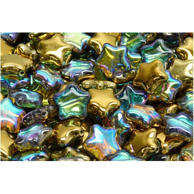 Flat Star Beads 12x12mm Crystal Golden Rainbow 98536 | Glass Beads