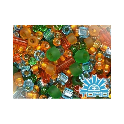 TOHO Mix Haiku Orange Green Blue 3228 | Japanese Glass Beads 10g