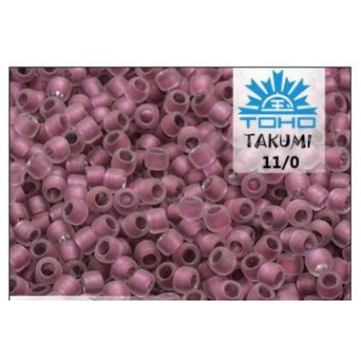TOHO Takumi 11/0 Frosted Rose Gold Lined 267F | Large Hole Beads