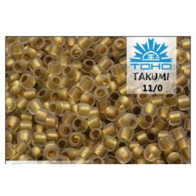TOHO Takumi 11/0 Seed Beads Frosted Gold-Lined Crystal 989F | 5g