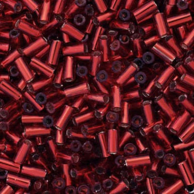 TOHO Bugles 3mm Silver-Lined Frosted Ruby 25CF | Japanese Glass Beads