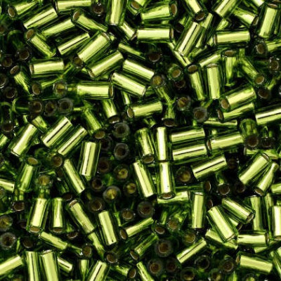 TOHO Bugle Beads 3mm Silver-Lined Olivine 37A | Glass Beads